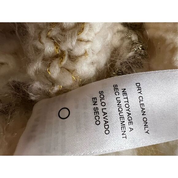 Frame Cream & Gold Striped Textured Wool Knit Sweater Size Large NWOT - Picture 11 of 11